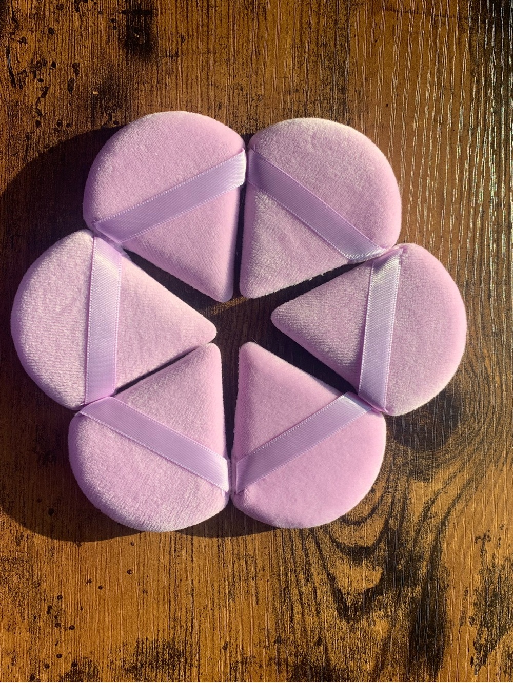 Set of 6 Pink Velvet Makeup Sponge Pads - Soft Powder Applicators